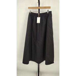 Quince Womens 100% Organic Cotton Poplin Aline Maxi Skirt Black Basic L